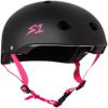 S1 Lifer Helmet for Skateboarding, BMX, and Roller Skating - EPS Fusion Foam, CPSC & ASTM Certified - Black Matte w/Pink Straps XX-Large (23") view 1