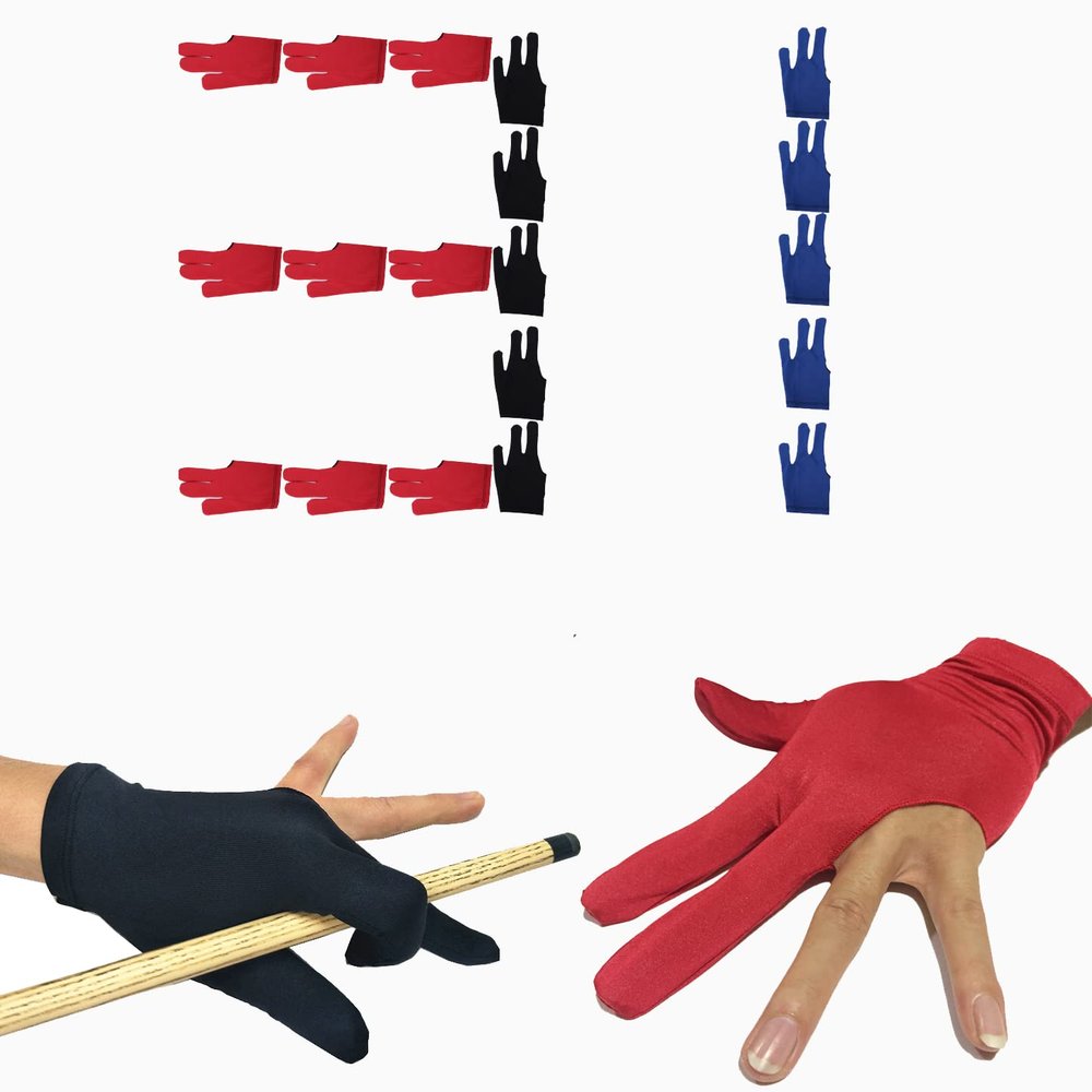 31 pcs Pool Billiards Glove 3 Open Finger Billiards Glove Pool Cue Gloves Spandex Lycra for Left Hand or Right Hand,Billiard Hot Hands Glove for Men Women