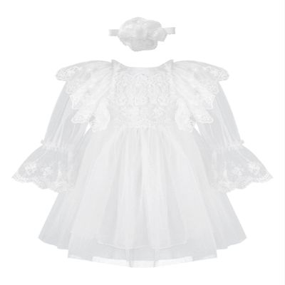 ACSUSS Toddler Princess Party Dress Baby Christening Outfit Flower Girls Bridesmaid Wedding Gowns White 18-24 Months