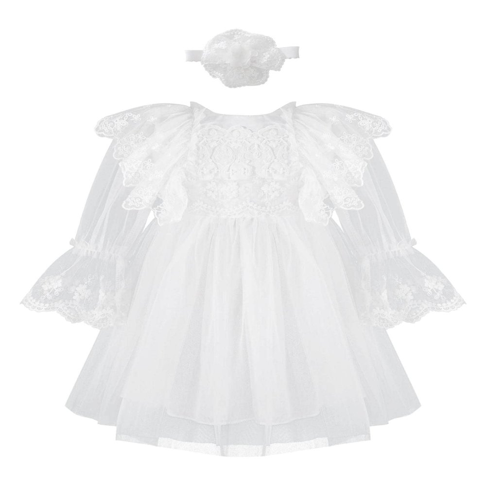 ACSUSS Toddler Princess Party Dress Baby Christening Outfit Flower Girls Bridesmaid Wedding Gowns White 18-24 Months
