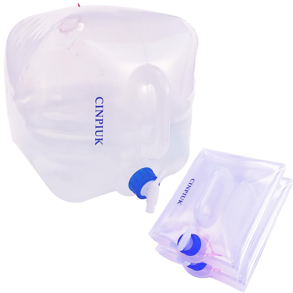 CINPIUK 5 Gallon Collapsible Water Container with Spigot, Camping Water Jug, Outdoor Water Storage Cube Portable Water for Hiking, Fishing, Emergency, 2Pcs