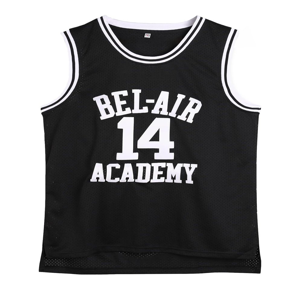 Amzdest 90s The Fresh Prince of Bel Air Academy #14 Jersey Shirt for Men and Women, Unisex Basketball Jersey for Theme Party (Black, X-Large)