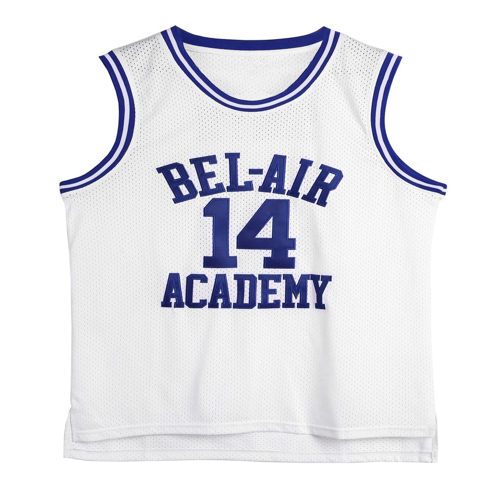 Amzdest 90s The Fresh Prince of Bel Air Academy #14 Jersey Shirt for Men and Women, Unisex Basketball Jersey for Theme Party (White, Small)