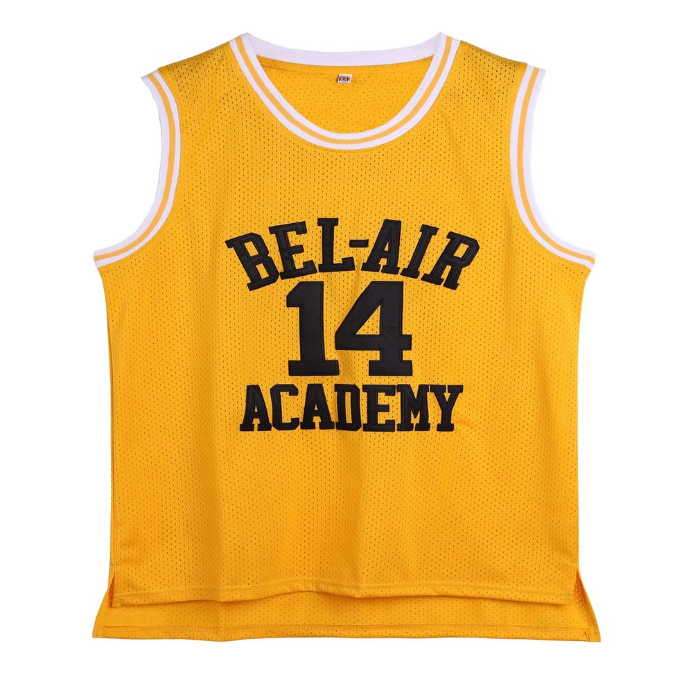 Amzdest 90s The Fresh Prince of Bel Air Academy #14 Jersey Shirt for Men and Women, Unisex Basketball Jersey for Theme Party (Yellow, Small)