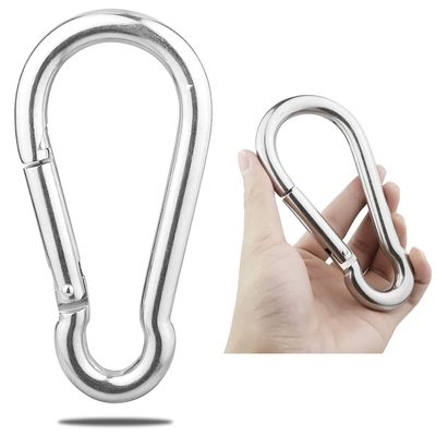 GRANDBUY 5.5 Inch Large Spring Snap Hook Carabiner, 304 Stainless Steel Heavy Duty Carabiners Clip, Stainless Steel Spring Snaps Hooks Carabiners Outdoor