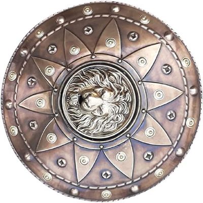 Lion Face Round Metal Shield Battle Ready Shield LARP Shield (21 Inches)