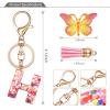 JINGUAZI Initial letter Keychains for Women Tassel Butterfly Pink Cute Car Keychain for Wallet Purses Backpack (Pink H) view 3