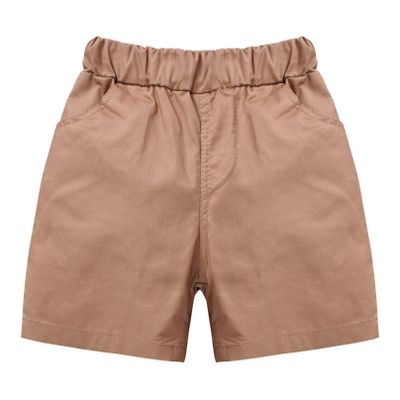 iiniim Baby Kids Boys Cotton Pull-on Shorts Summer Elastic Waistband Solid Casual Bottoms Dark Apricot 2-3 Years