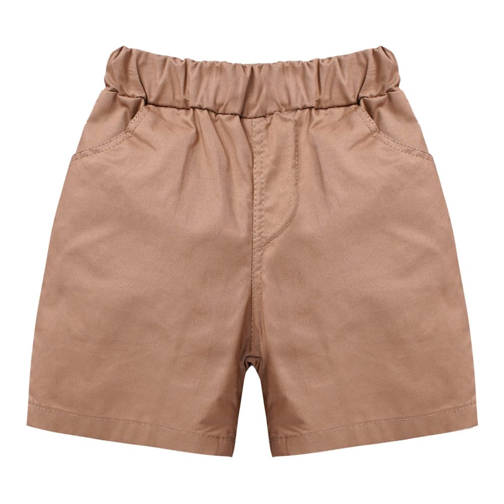 iiniim Baby Kids Boys Cotton Pull-on Shorts Summer Elastic Waistband Solid Casual Bottoms Dark Apricot 2-3 Years