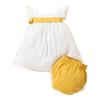 ACSUSS Baby Girls Fly Sleeve Bowknot Decor Cotton Line Dress with Diaper Cover Bloomers Summer Outfit Yellow 12-18 Months view 2