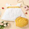 ACSUSS Baby Girls Fly Sleeve Bowknot Decor Cotton Line Dress with Diaper Cover Bloomers Summer Outfit Yellow 12-18 Months view 4