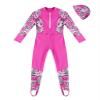 Nikiikoo Kids Girls Boys One Piece Water Sports Rash Guard Swimsuit UPF 50+ Long Sleeves Full Suit Wetsuit Swimwear Hotpink with Hat 8 Years view 1