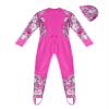 Nikiikoo Kids Girls Boys One Piece Water Sports Rash Guard Swimsuit UPF 50+ Long Sleeves Full Suit Wetsuit Swimwear Hotpink with Hat 8 Years view 2