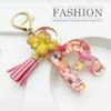 JINGUAZI Initial letter Keychains for Women Tassel Butterfly Pink Cute Car Keychain for Wallet Purses Backpack (Pink R) view 2