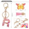 JINGUAZI Initial letter Keychains for Women Tassel Butterfly Pink Cute Car Keychain for Wallet Purses Backpack (Pink R) view 3