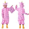 Fewlby Kids Toddler Rain Suit for Boys Girls One Piece Hoodie Zipper Cartoon Waterproof Coverall Rain Jacket 3-5 Years M Size view 1