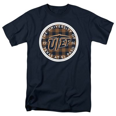 UTEP UT El Paso Official Plaid Badge Unisex Adult T Shirt,University of Texas at El Paso, 2X-Large