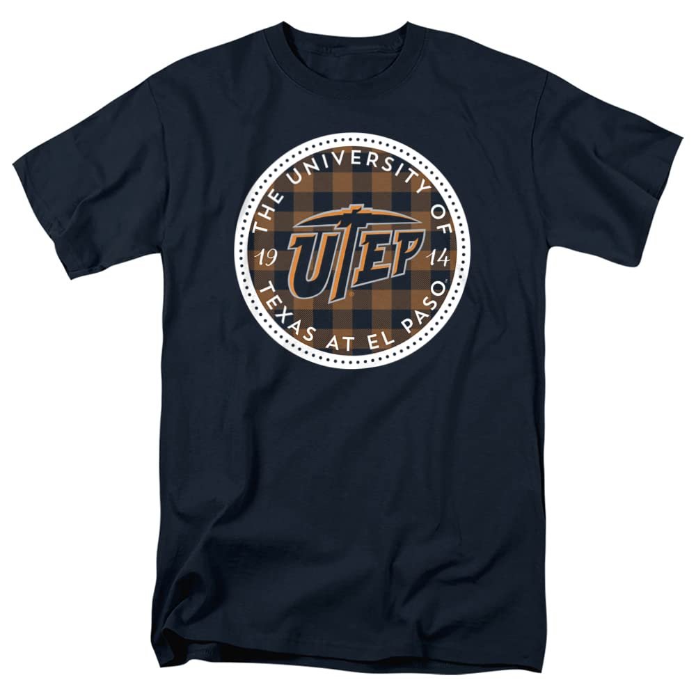 UTEP UT El Paso Official Plaid Badge Unisex Adult T Shirt,University of Texas at El Paso, 2X-Large