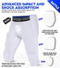 Exxact Sports Battle 7-Pad Youth Football Girdle with Cup Pocket, Lightweight Padded Compression Shorts with Integrated Ultra Flex Pads, Boys Girdle Football (White, YXL) view 3