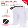 Exxact Sports Battle 7-Pad Adult Football Girdle for Men with Cup Pocket, Lightweight Padded Compression Shorts with Integrated Ultra Flex Pads, Men's Girdle Football (White, A3XL) view 4
