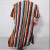 Hotmiss Men's Striped Robe Button Up Long Sleeve Kaftan Thobe Splits Long Gown Casual Shirt view 2