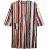 Hotmiss Men's Striped Robe Button Up Long Sleeve Kaftan Thobe Splits Long Gown Casual Shirt view 4