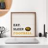 Kendrick Home + Stadium University of Iowa Hawkeyes Eat Sleep Football Collegiate Framed Square Wood Sign With State And Team Logo (24x24) view 2