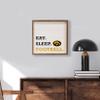 Kendrick Home + Stadium University of Iowa Hawkeyes Eat Sleep Football Collegiate Framed Square Wood Sign With State And Team Logo (24x24) view 3