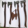 Lot of 4 Hand Forged Damascus Steel Viking Bearded Hawk Tomahawk Axes Head Camping and Hiking Hatchet Axe Head view 1