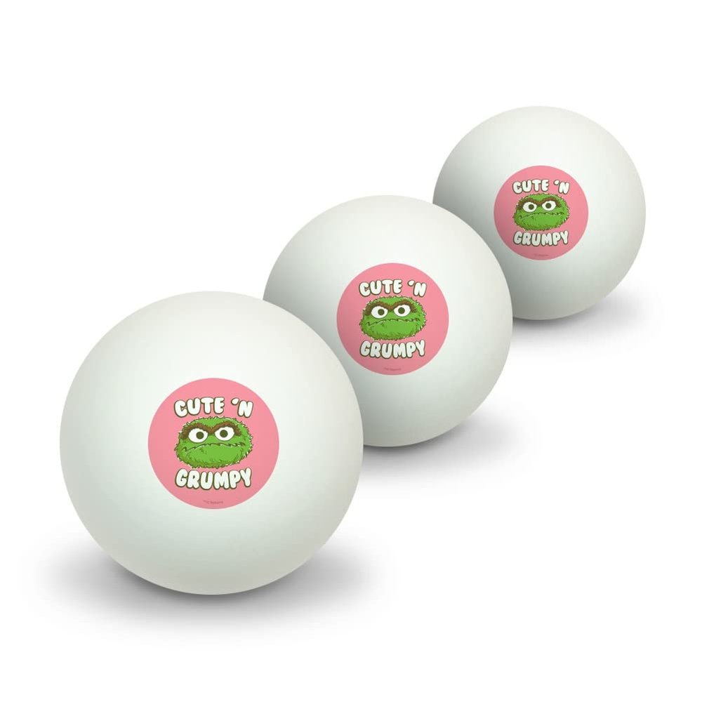 GRAPHICS & MORE Sesame Street Oscar Cute 'n Grumpy Novelty Table Tennis Ping Pong Ball 3 Pack