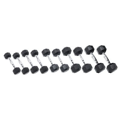 Ader 2,3,8,12,18lb Octagon Rubber Dumbbell Set, 5 Pairs