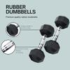 Ader 2,3,8,12,18lb Octagon Rubber Dumbbell Set, 5 Pairs view 3