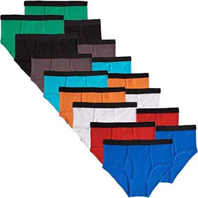 MALLARY BY MATTHEW Boys Kids 100% Cotton Briefs Underwear (16 Pack), Black Elastic, X-Large