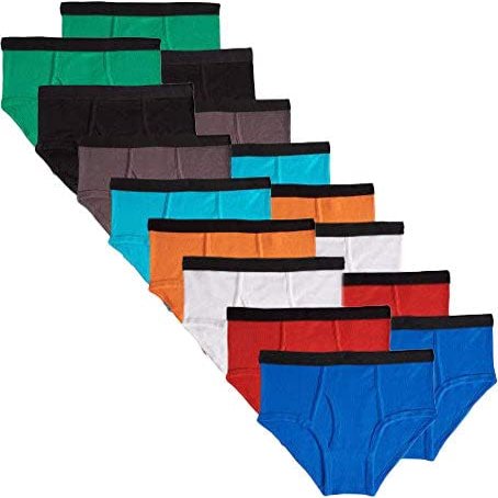 MALLARY BY MATTHEW Boys Kids 100% Cotton Briefs Underwear (16 Pack), Black Elastic, X-Large