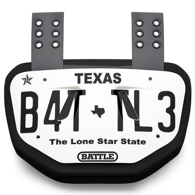 Battle Sports License Plate Football Back Plate  Hard Shell Lower Back Protector with Contoured Foam for High-Impact Protection - Adult, Texas Plate