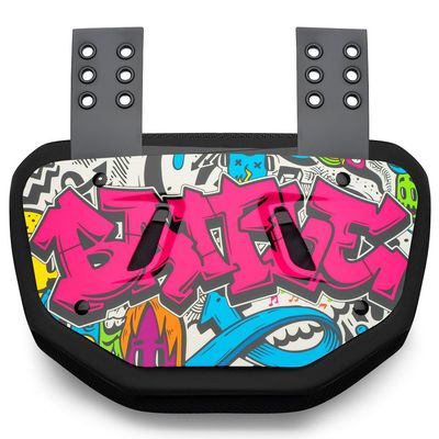 Battle Sports Novelty Football Back Plate  Hard Shell Lower Back Protector with Contoured Foam for High-Impact Protection - Adult, Graffiti