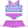 Gerry Girls 3-Piece Tankini & Shorts Swimsuit Set (Purple, Large 14/16) view 1