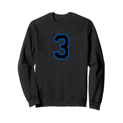 Blue Black Sports Team Number #3 Sweatshirt