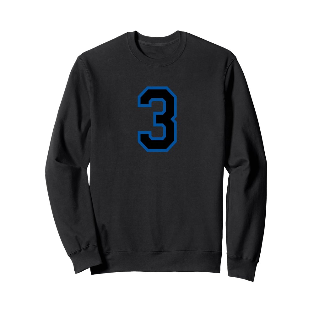 Blue Black Sports Team Number #3 Sweatshirt