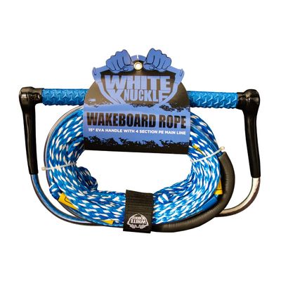 White Knuckle Wakeboard Rope, 75ft, 3-5 Section Poly-E Mainline, 15" EVA Grip Handle