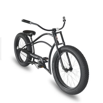 Tracer Harman Cruiser Bike, Chopper Bicycle, Rear Coaster Brake, Freestyle Steel Crankset, 26" x 4" Fat Tires, Matte Black, Harman