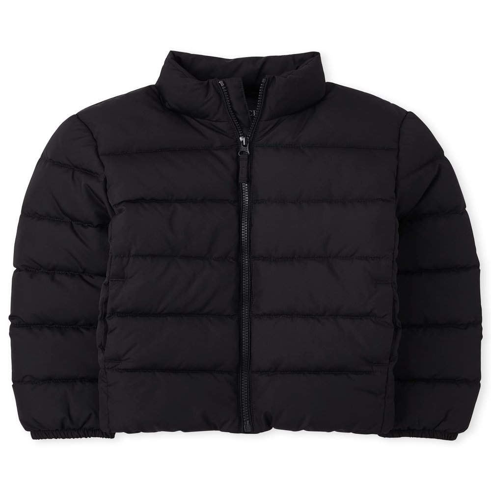 The Children's Place Boys' Medium Weight Puffer Jacket, Wind, Water-Resistant, Black, Small (5/6)