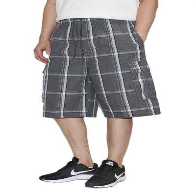 AIRNINE Men's Cargo Plaid Relaxed Loose Fit Shorts (S to 5XL) (4X-Large, DK Grey_P3312)