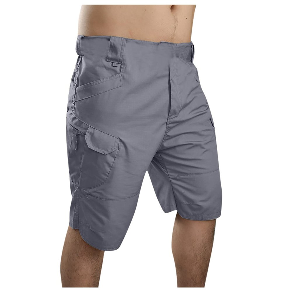 Men's Twill Cargo Shorts Relaxed Fit Classic Casual Comfort Work Shorts Straight Leg Outdoor Pockets Hiking Shorts Gray