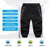 QWENTMTNTY Athletic Shorts for Men Cotton Casual Fitness Cropped Trousers Elastic Waisted Tapered Relaxed Fit Shorts Pockets Black view 2