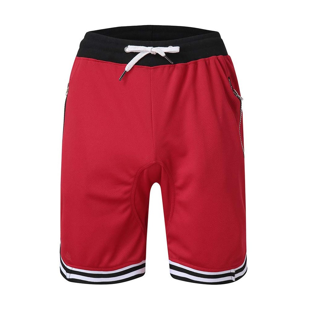 QWENTMTNTY Mens Basketball Shorts Quick Dry Pockets Loose Fit Gym Athletic Shorts Knee Length Elastic Waist Sportswear Red