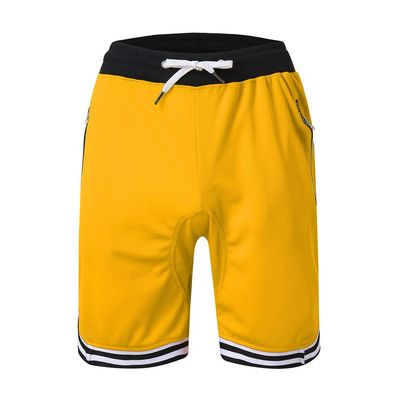 QWENTMTNTY Mens Basketball Shorts Quick Dry Pockets Loose Fit Gym Athletic Shorts Knee Length Elastic Waist Sportswear Yellow