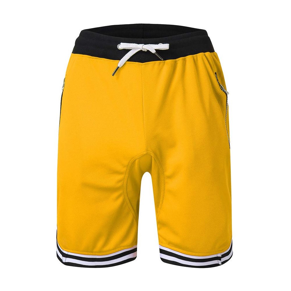 QWENTMTNTY Mens Basketball Shorts Quick Dry Pockets Loose Fit Gym Athletic Shorts Knee Length Elastic Waist Sportswear Yellow