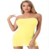 Freebily Women's Mesh Sheer Mini Tube Dress Bodycon Strapless Tight Pencil Chemise Dress Sleepwear Yellow One Size view 2