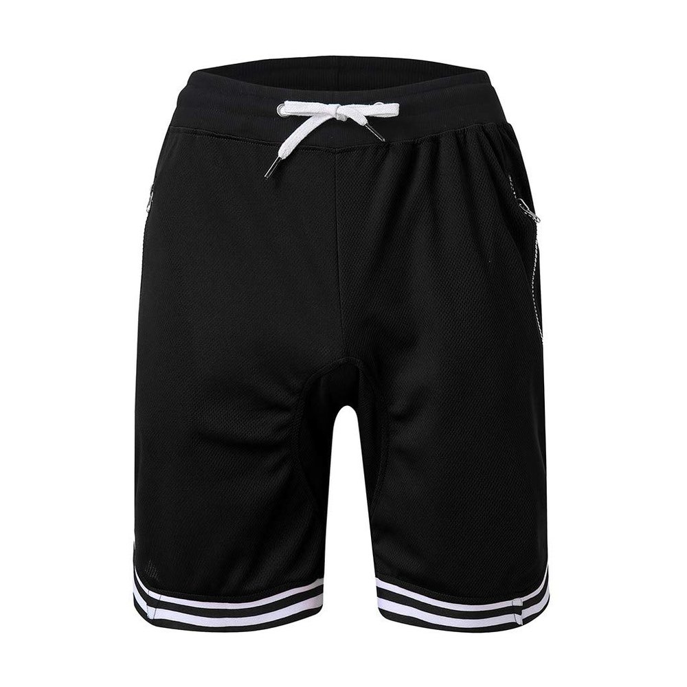 QWENTMTNTY Mens Basketball Shorts Quick Dry Pockets Loose Fit Gym Athletic Shorts Knee Length Elastic Waist Sportswear Black